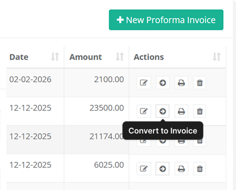 Proforma Invoice Interface